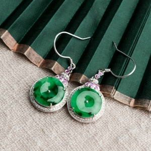 18K花青种翡翠耳坠