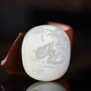 籽料和田白玉鸳鸯吊坠