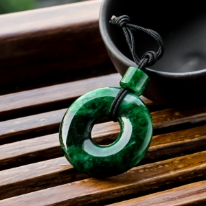 花青种翡翠平安扣吊坠