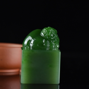 山料和田碧玉貔貅印章