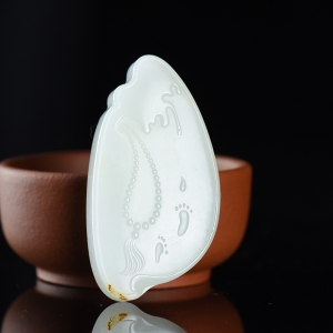 山流水料和田白玉佛珠吊坠