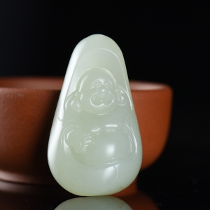 籽料和田白玉弥勒佛吊坠