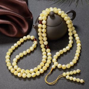9.5mm白花蜜蜡108佛珠