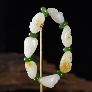 籽料和田白玉罗汉单圈手串