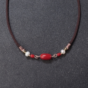 沙丁珊瑚桶珠吊坠