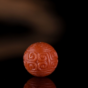 16.5mm柿子红南红回纹珠圆珠