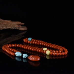 7mm柿子红南红108佛珠