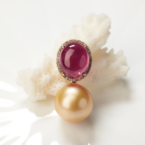 18K海水金色珍珠吊坠