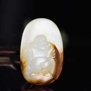 籽料和田玉弥勒佛吊坠