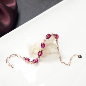 18K玫红碧玺手链