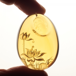 墨西哥蓝珀莲花吊坠