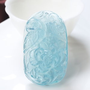 海蓝宝石鸟语花香吊坠