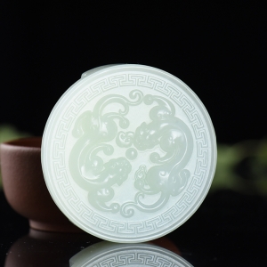 山流水料和田白玉螭龙皮带扣