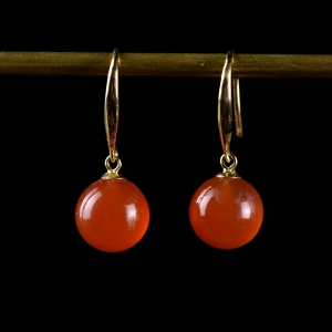 18K冰红南红耳坠