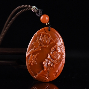 柿子红南红花开富贵吊坠