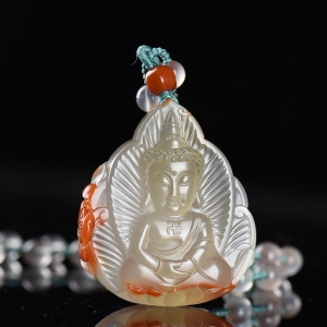 冰飘南红阿弥陀佛吊坠