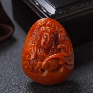 柿子红南红观音吊坠