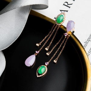 18K糯冰种翡翠耳坠