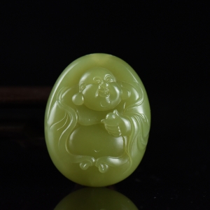 山料和田黄玉弥勒佛吊坠