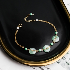 14K糯冰种翡翠手链