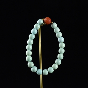 中高瓷蓝蓝色绿松石老形珠手串