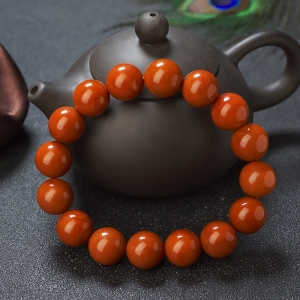 13.5mm柿子红南红单圈手串
