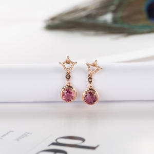 18K粉色碧玺耳坠