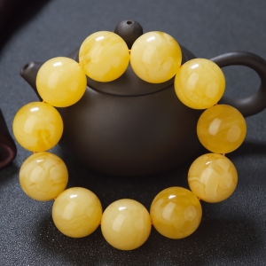 21mm白花蜜蜡单圈手串