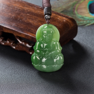 山料和田碧玉观音吊坠