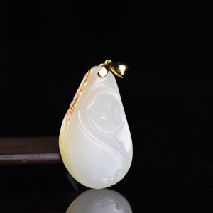 18K籽料和田白玉弥勒佛吊坠