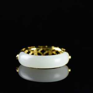 18K籽料和田白玉指环