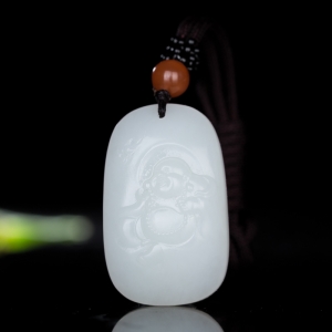 山料和田羊脂白玉弥勒佛吊坠