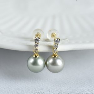 18K海水黑色珍珠耳坠