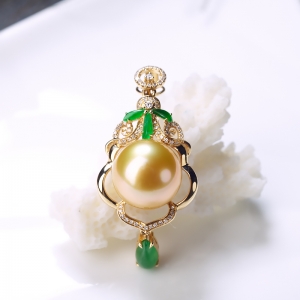 18K海水金色珍珠吊坠