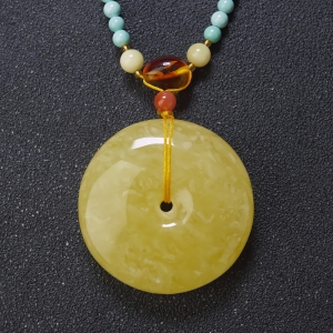 白花蜜蜡平安扣吊坠