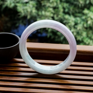 56mm糯冰种紫罗兰翡翠平安镯