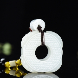 山流水料和田羊脂白玉守护玉琮手把件