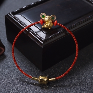 18K冰种阳绿翡翠子鼠手链