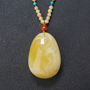 白花蜜蜡水滴吊坠