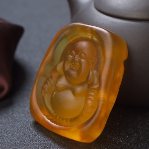 金珀弥勒佛吊坠