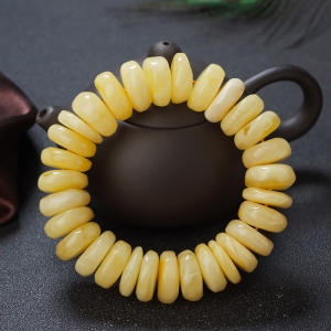 白花蜜蜡算盘珠单圈手串