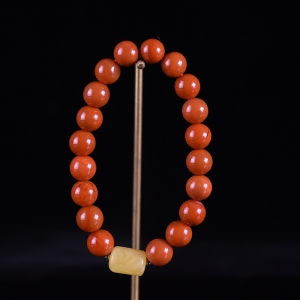 9.5mm柿子红南红单圈手串