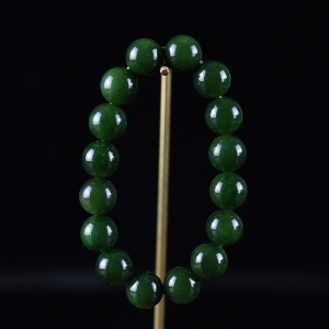 12mm山料和田碧玉单圈手串