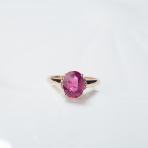 18K玫红碧玺戒指