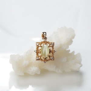 18K猫眼黄色金绿宝石吊坠