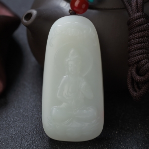 山料和田白玉观音吊坠