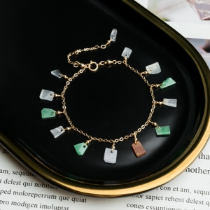 14K糯冰种翡翠手链