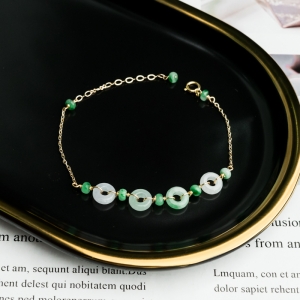 14K糯冰种翡翠手链