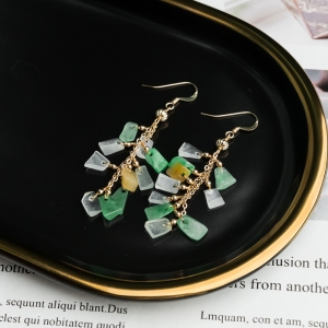 14K糯冰种翡翠耳坠