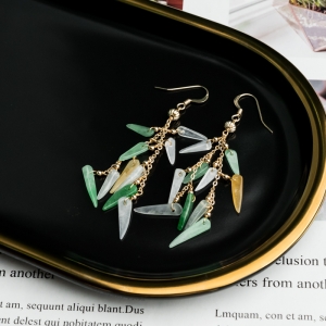 14K糯冰种翡翠耳坠